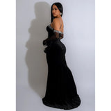 MALYBGG Solid Color Strapless Rhinestone-Embellished Maxi Dress 6786LY
