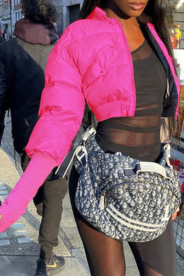 MB FASHION Cropped Puffer Jacket with Extended Sleeve Detail 405