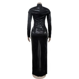 MALYBGG Long Sleeve Dress with Gilded Embossing 6766LY