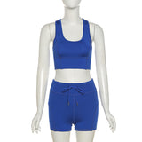 MB FASHION Scoop Neck Sports Bra and High-Waisted Shorts Set 3349R