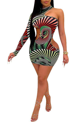 MB Fashion Multi Red Mini Dress 4078R
