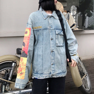 MALYBGG Loose-Fit and Slimming Adhesive Patch Denim Jacket 8041LY