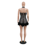 MALYBGG Fashionable Jumpsuit with Heat-Set Rhinestones 900684LY