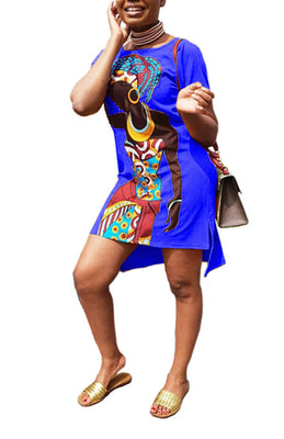 MB Fashion BLUE T-Shirt Dress 1001