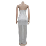 MALYBGG Sequin-Adorned Long Dress with Open Back 6782LY