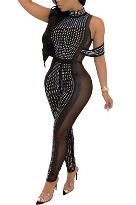 MB Fashion Bling Black Jumpsuit 8073