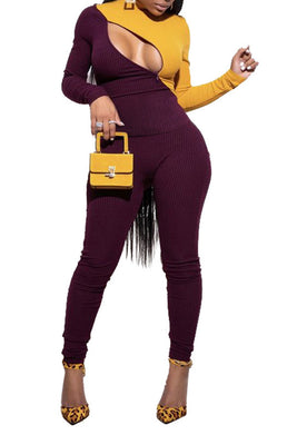 MB Fashion YELLOW/BURGUNDY 2 PCs Set 8132