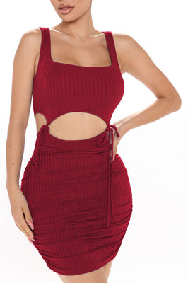 MB Fashion BURGUNDY Dress 295