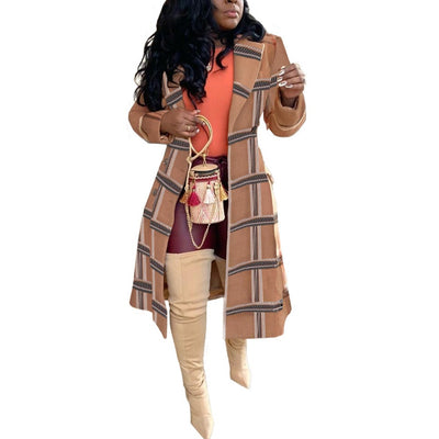 MB FASHION Plaid Knee-Length Cut-Out Blazer Dress with Button Front 1048R