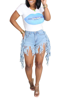 MB Fashion BLUE Denim Shorts 8457