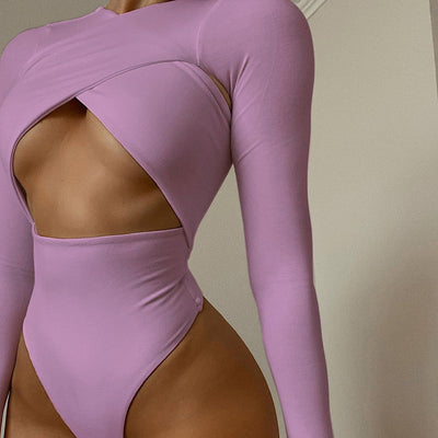 MB FASHION Long Sleeve Cut-Out Bodysuit Top TOP 277R