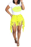 MB Fashion YELLOW Denim Shorts 8457