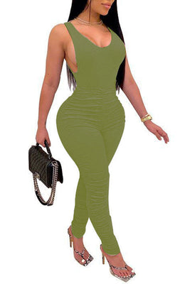 MB FASHION SLEEVELESS TOP AND PANTS SET 124