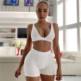 MB FASHION Ribbed Bralette and High-Waisted Biker Shorts Set 2421T