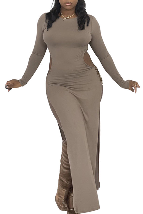 MB FASHION Long Sleeve Maxi Dress with High Slit and Chain Detail 8129 | MB Fashion Wholesale MB FASHION Long Sleeve Maxi Dress with High Slit and Chain Detail 8129 | MB Fashion Wholesale