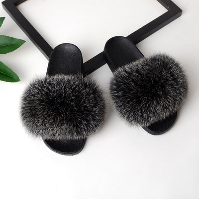 MB Fashion Solid Color 81 Fur Sandals Slides