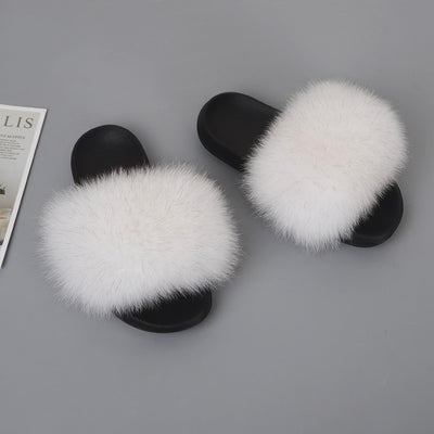MB Fashion Solid WHITE 86 Fur Sandals