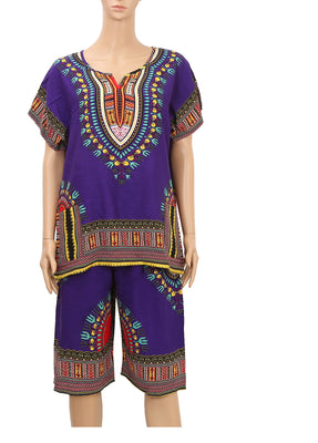 MB Fashion Purple Dashiki Africa Print Sets p3021