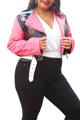 MB Fashion PINK/BLACK Jacket 9518R
