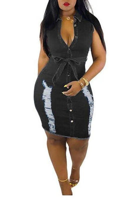 MB Fashion BLACK Jean Dress 450