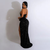 MALYBGG Rhinestone High-Slit Maxi Evening Gown 900315LY