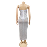 MALYBGG Sexy Mesh and Rhinestone Embellished Sheer Strap Dress 6618LY