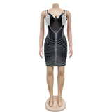 MALYBGG Mesh Rhinestone Strapless Mini Dress 6730LY