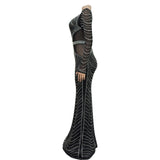 MALYBGG Sheer Overlay Rhinestone-Studded Long Dress 6832LY