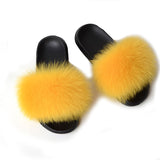 MB Fashion YELLOW 87 Fur Sandals Slides