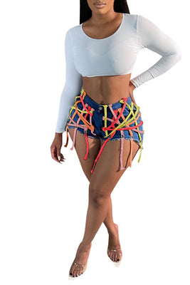 MB Fashion D BLUE Multi  Shorts 1117R