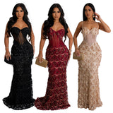 MALYBGG Solid Sensual Spaghetti Strap Maxi Dress 6787LY