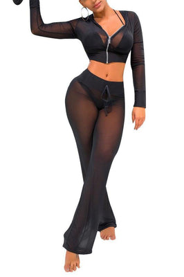 MB Fashion Black Sheer Sexy 2pc Cover Up 3122