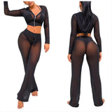 MB Fashion Black Sheer Sexy 2pc Cover Up 3122