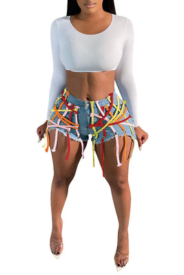 MB Fashion L BLUE Multi -1 Shorts 1117R