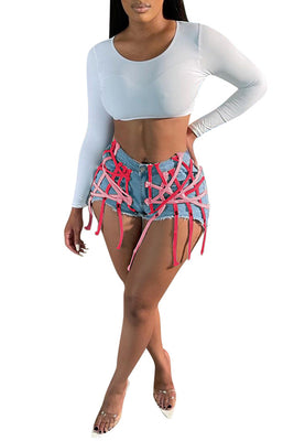 MB Fashion L BLUE Multi P Shorts 1117R