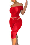 MB Fashion RED Jumpsuit With Chain 4537R