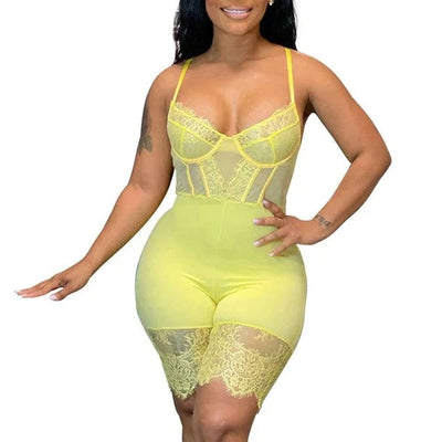 MB FASHION Lace Bustier Romper with Intricate Detailing and Adjustable Straps 5251R